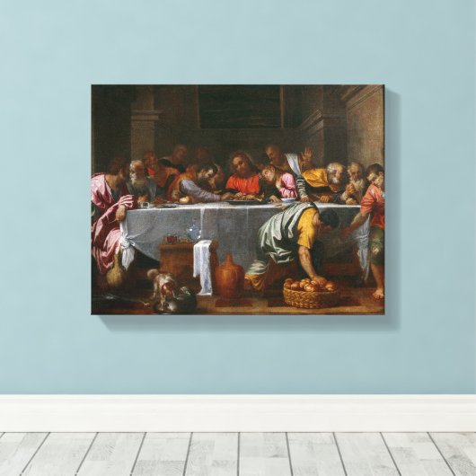 Last Supper - Agostino Carracci - c1595 Canvas Afdruk (Insitu (Houten vloer))