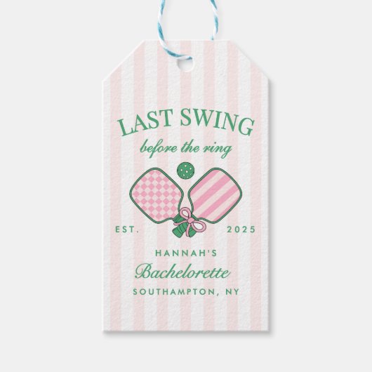 Last Swing Before The Ring Pickleball Bach Weekend Cadeaulabel (Voorkant)