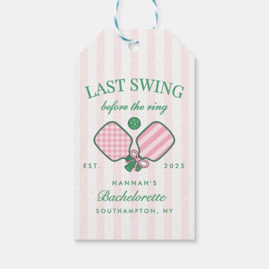 Last Swing Before The Ring Pickleball Bach Weekend Cadeaulabel (Achterkant)