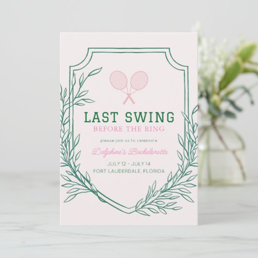 Last Swing Before the Ring Tennis Bachelorette Kaart (Staand voorkant)
