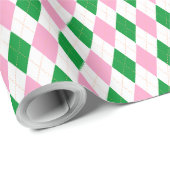 Last Swing Golf Bachelorette Pink Green Argyle Cadeaupapier (Rol Hoek)