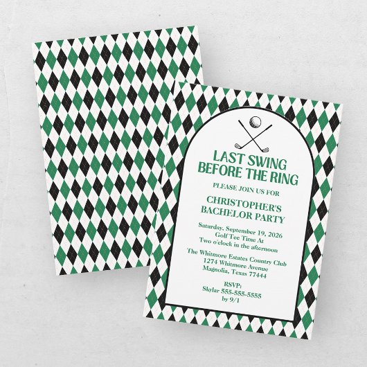 Last Swing Golf Country Club Bachelor Black Green Kaart