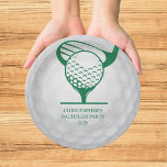 Last Swing Golf Country Club Bachelor Zwart Groen Papieren Bordje<br><div class="desc">Vier haar laatste swing voor het huwelijk met deze leuke en vrolijke "Last Swing Before The Ring" zwarte en groene golf-thema vrijgezellenfeest borden! Perfect voor golfuitjes of feestelijke picknicks, deze papieren borden hebben speelse golf grafische afbeeldingen en zijn een hole-in-one toevoeging aan elk pre-huwelijksfeest! Deze papieren borden maken deel uit...</div>