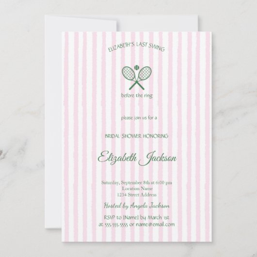 Last Swing Roze Groen Gestreept Vrijgezellenfeest Kaart (Voorkant)