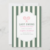 Last Swing Tennis Green Stripe Bachelorette Kaart (Voorkant)