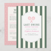 Last Swing Tennis Green Stripe Bachelorette Kaart (Voorkant / Achterkant)