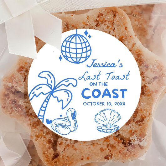 Last Toast Coast Beach Bachelorette-feest Ronde Sticker