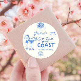 Last Toast Coast Beach Bachelorette-feest Ronde Sticker