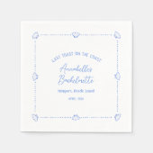 Last Toast on the Coast Bachelorette Party Blue Servet (Voorkant)