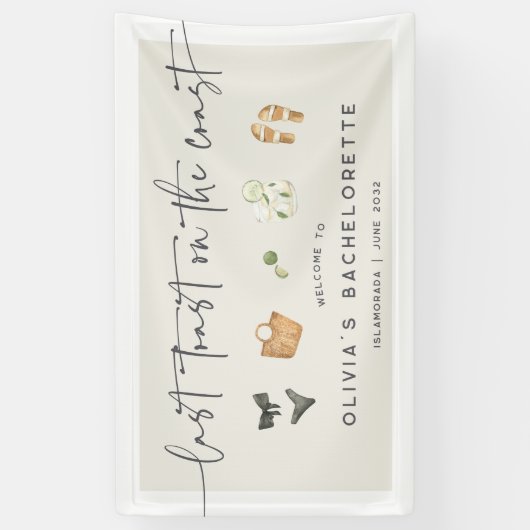 "Last Toast on the Coast" Summer Bachelorette Spandoek (Verticaal)