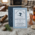 Last Toast on the Slopes Skiing Bachelor Party Kaart<br><div class="desc">Get ready to hit the first tracks and the bottom of the glass! This ski-themed bachelor party invitation is the perfect way to kick off a weekend at the lodge. Featuring a sleek, minimalist silhouette of a skier against a backdrop of falling snow and ski track textures, this design captures...</div>