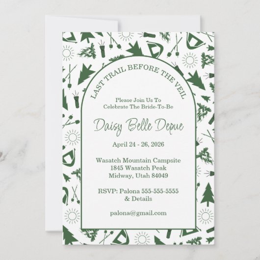 Last Trail Before The Veil Bachelorette Green Kaart (Voorkant)