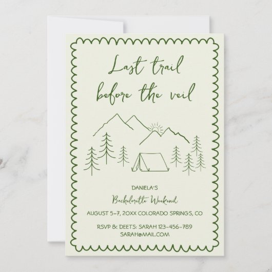 Last Trail Camping Hand getrokken vrijgezellenweek Kaart (Voorkant)