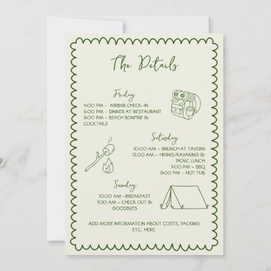 Last Trail Camping Hand getrokken vrijgezellenweek Kaart (Achterkant)