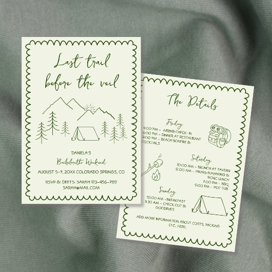 Last Trail Camping Hand getrokken vrijgezellenweek Kaart