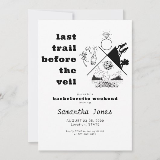 Last Trail Voor De Veil Glamping Bachelorette Kaart (Voorkant)