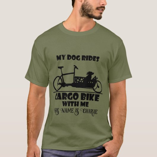 Lastenfahrrad, Cargo bike, Hund mit Name, T-shirt (Voorkant)