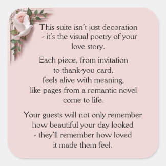 Lasting Impression - Pink Roses & Doves Vierkante Sticker