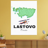 Lastovo Kroatië kaart reisposter. Canvas Afdruk (Insitu (Woonkamer))