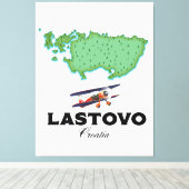 Lastovo Kroatië kaart reisposter. Canvas Afdruk (Insitu (Houten vloer))