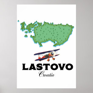 Lastovo Kroatië kaart reisposter. Poster