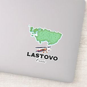 Lastovo Kroatië kaart reisposter. Sticker