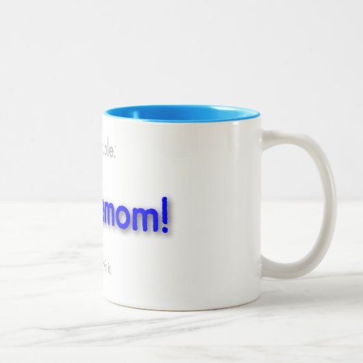 lastpakmoeder! - basis blauw tweekleurige koffiemok (Rechts)