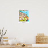 Lastres Spanje Reizen Waterverf Hand getekend Poster (Keuken)