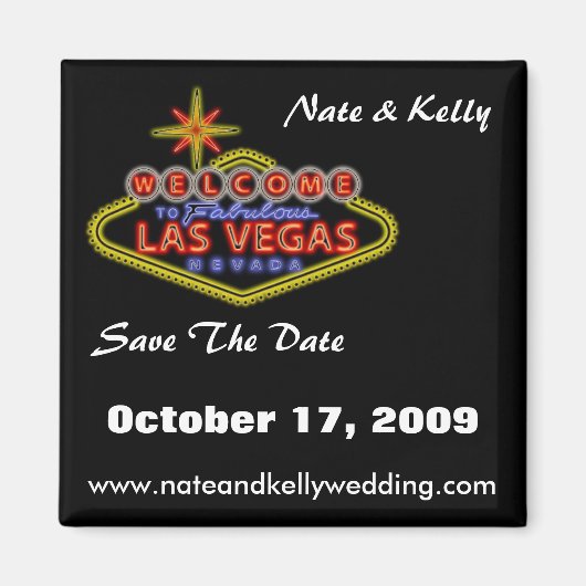 LasVegasSign, Nate & Kelly, Save The Date, Octo... Magneet (Voorkant)