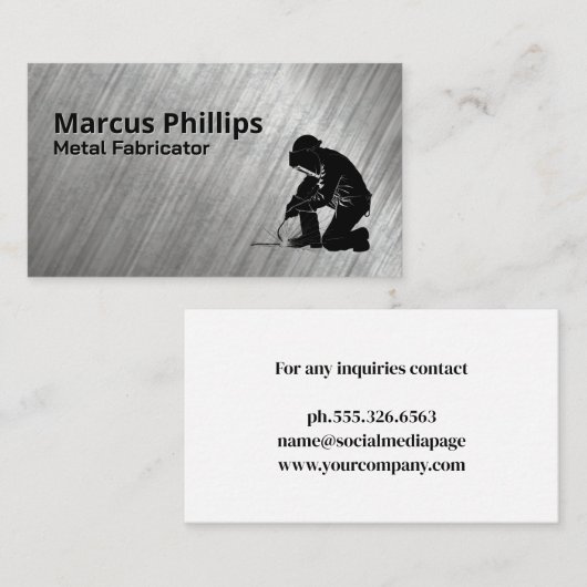 laswerk | industrieel geborsteld staal visitekaartje (Voorkant / Achterkant)