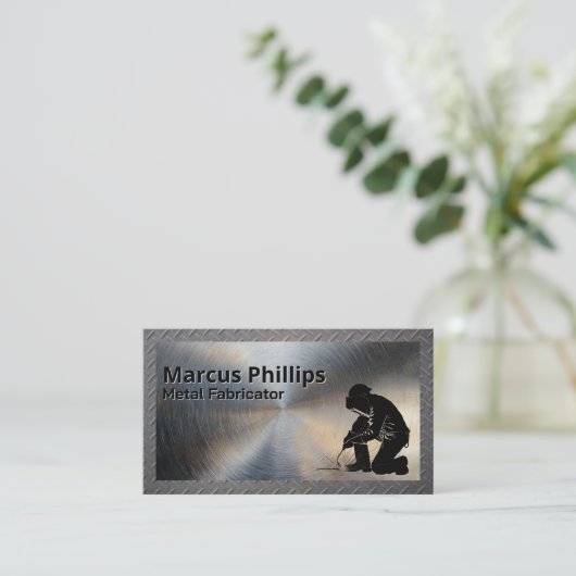 laswerk | Metaal geborsteld staal Visitekaartje (Staand voorkant)