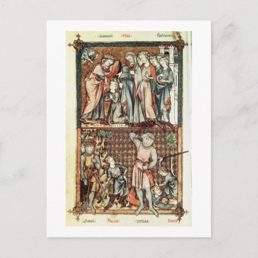 Lat 1023 f.7v David en Goliath met Saul by Le Be Briefkaart (Voorkant)