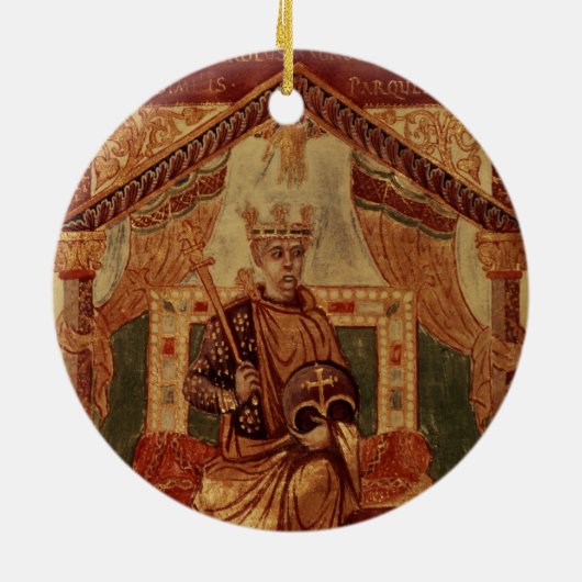 Lat 1152 f.3v Charlemagne (Carolus Magnus, Charles Keramisch Ornament (Achterkant)