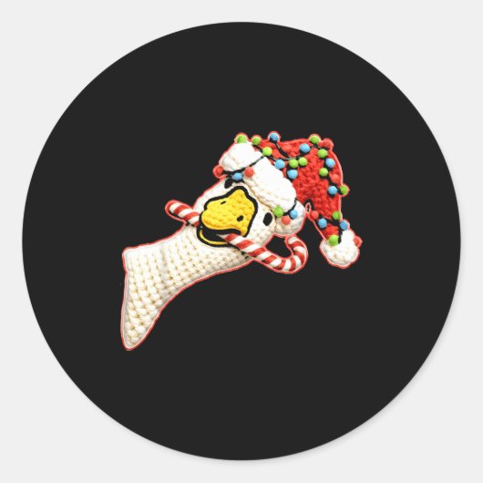 Latch Hook Faux Yarn Funny Goose Christmas Crochet Ronde Sticker (Voorkant)