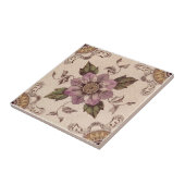 Late 1800s Handgekleurde Floral Transferware Repro Tegeltje (Zijkant)