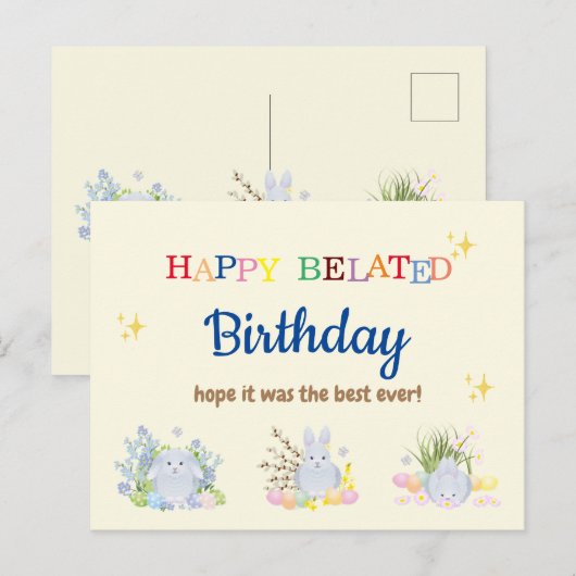 Late Birthday Kaart (Voorkant / Achterkant)