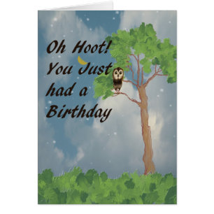Late Birthday Kaart met Cute Burroting Owl