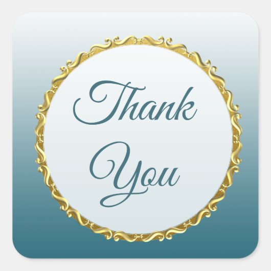 Late blauwe gradiënt en goud Dank u wel stickers (Voorkant)