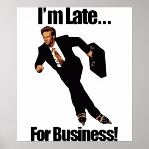 Late business rolllerblade Skater-thema Poster