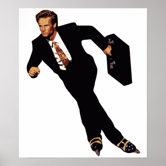 Late business rolllerblade Skater-thema Poster (Voorkant)