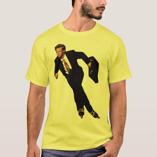 Late business rolllerblade Skater-thema T-shirt (Voorkant)