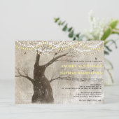 Late Herfst of Winter Rustic Tree Lights Wedding Kaart (Staand voorkant)