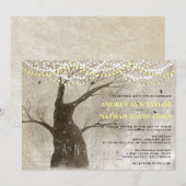 Late Herfst of Winter Rustic Tree Lights Wedding Kaart (Voorkant / Achterkant)