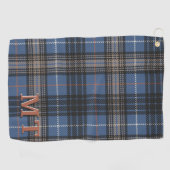 Late Herfst op het meer Blue en Black Plaid Golfhanddoek (Horizontaal)