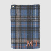 Late Herfst op het meer Blue en Black Plaid Golfhanddoek (Voorkant)
