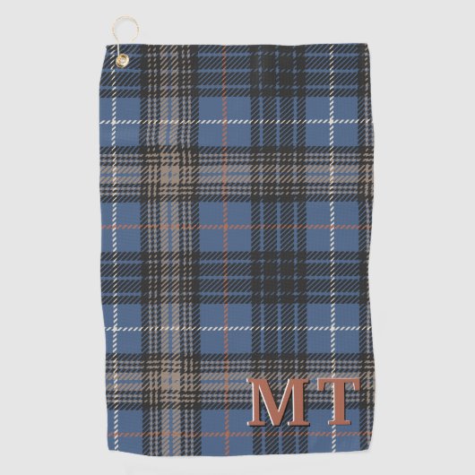 Late Herfst op het meer Blue en Black Plaid Golfhanddoek (Voorkant)