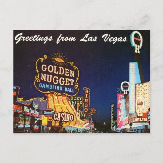 Late Late 1950s Las Vegas Briefkaart (Voorkant)