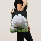 Late lente witte roze tint Peony Tote Bag (Dichtbij)