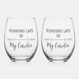 Late lopen is mijn hart wijnglas zonder voet