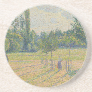 "Late middag in onze weide" - Camille Pissarro  Zandsteen Onderzetter